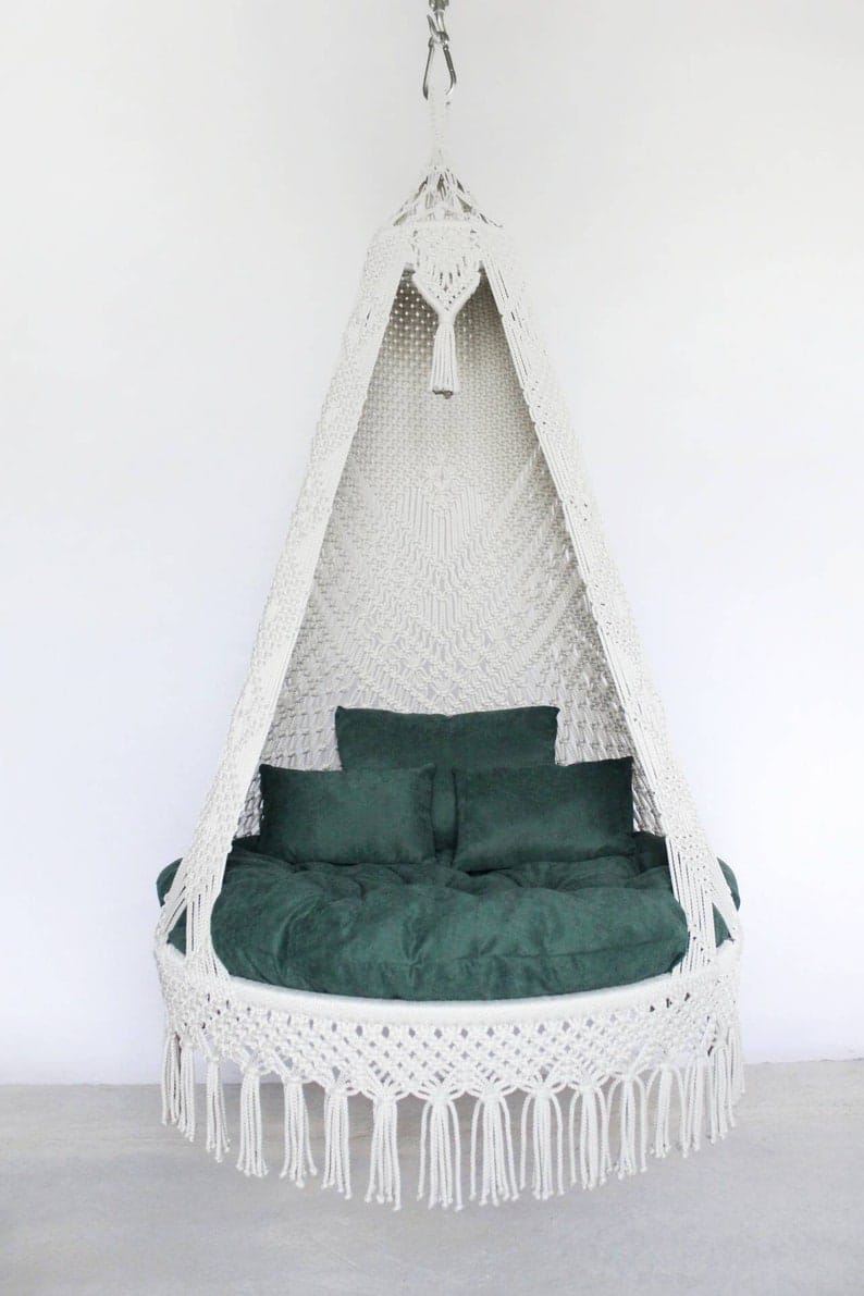 Macrame Swing For Home In White - Leechoo