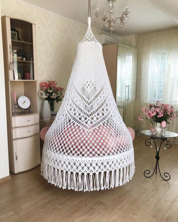 Macrame Swing With Pink Mattress - Leechoo