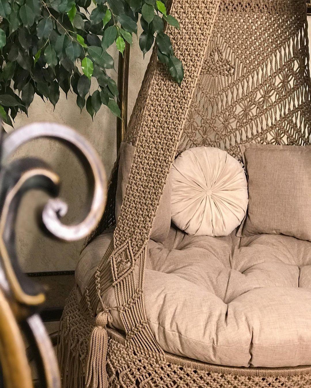 Beige Macrame Swing For Adults And Kids - Leechoo