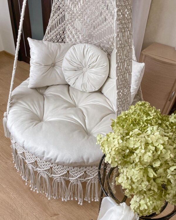 Macrame Swing With Mattress And Cushions