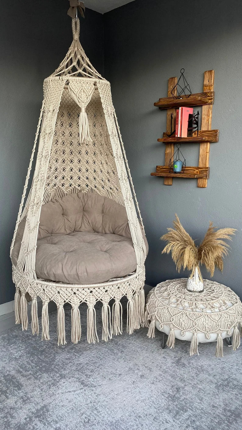Macrame Chair Swing For Adults 35 inches - Leechoo