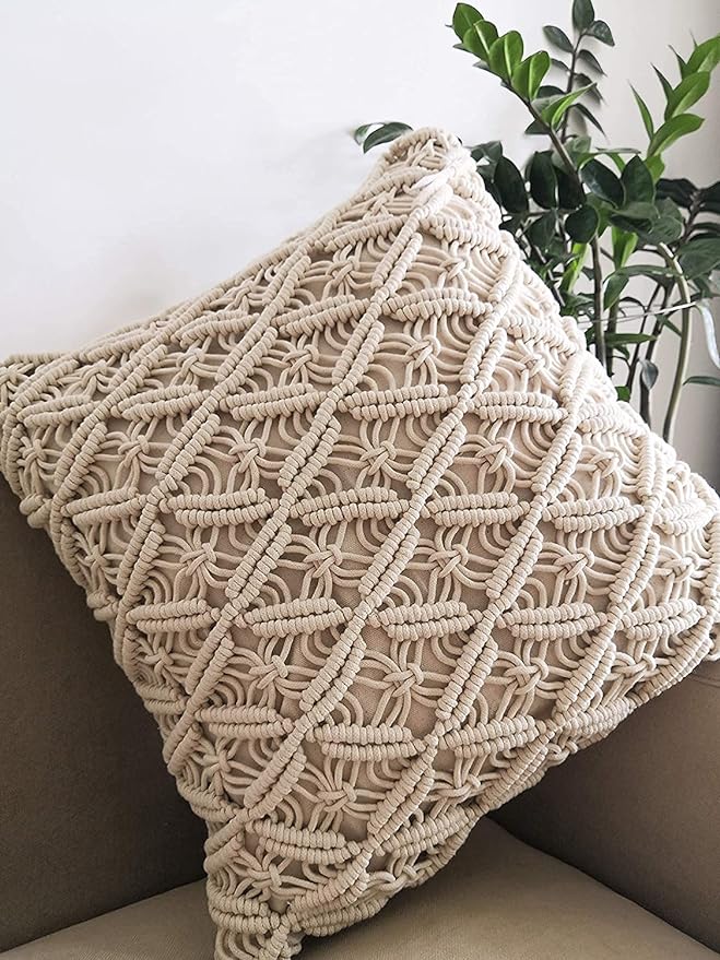 Handmade Macrame Cushions With Cover 16 x 16 inches - Leechoo