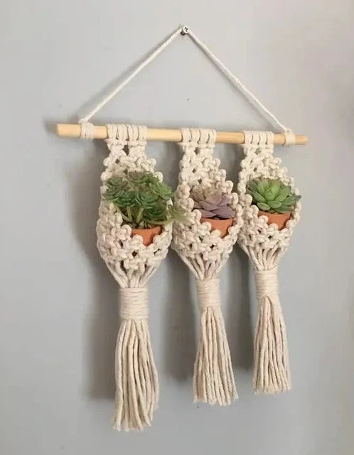 Macrame Wall Hanging Planter For Terrace - Leechoo