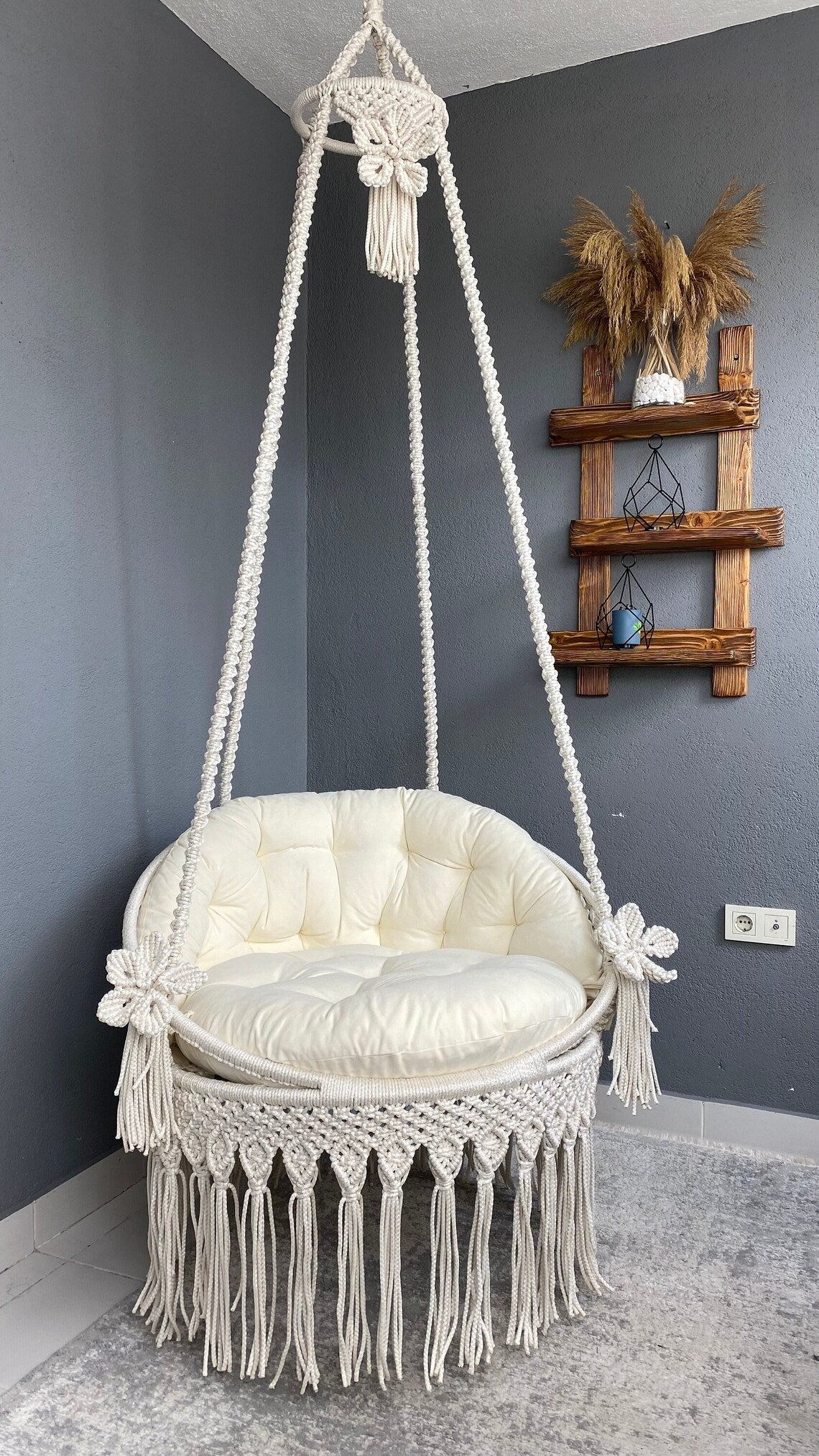 Macrame Swing Chair For Adults 35 inches - Leechoo