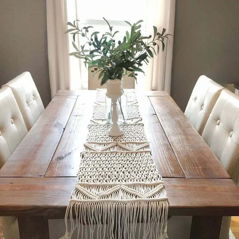Handmade Macrame Table Runner For Dining Table - Leechoo
