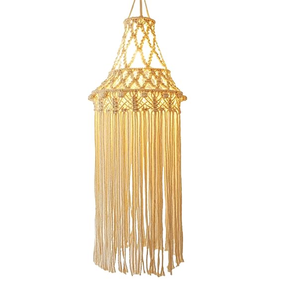 Macrame Hanging Lampshade For Home 30 inches - Leechoo