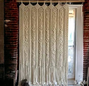 Window Curtain In Macrame 6.5 feet - Leechoo