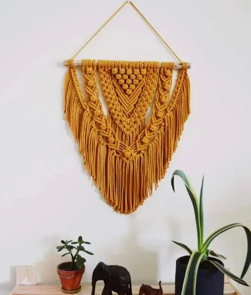 Yellow Macrame Wall Hanging For Home - Leechoo