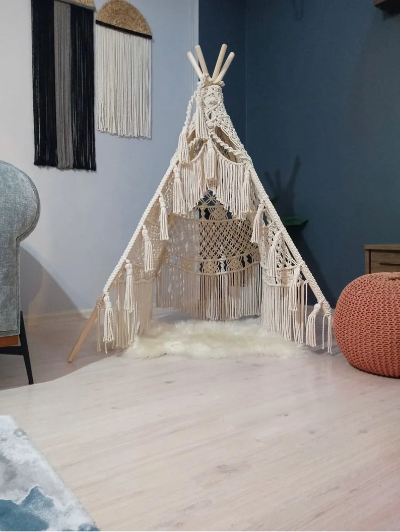 Portable Macrame Teepee Tent For Terrace Party - Leechoo