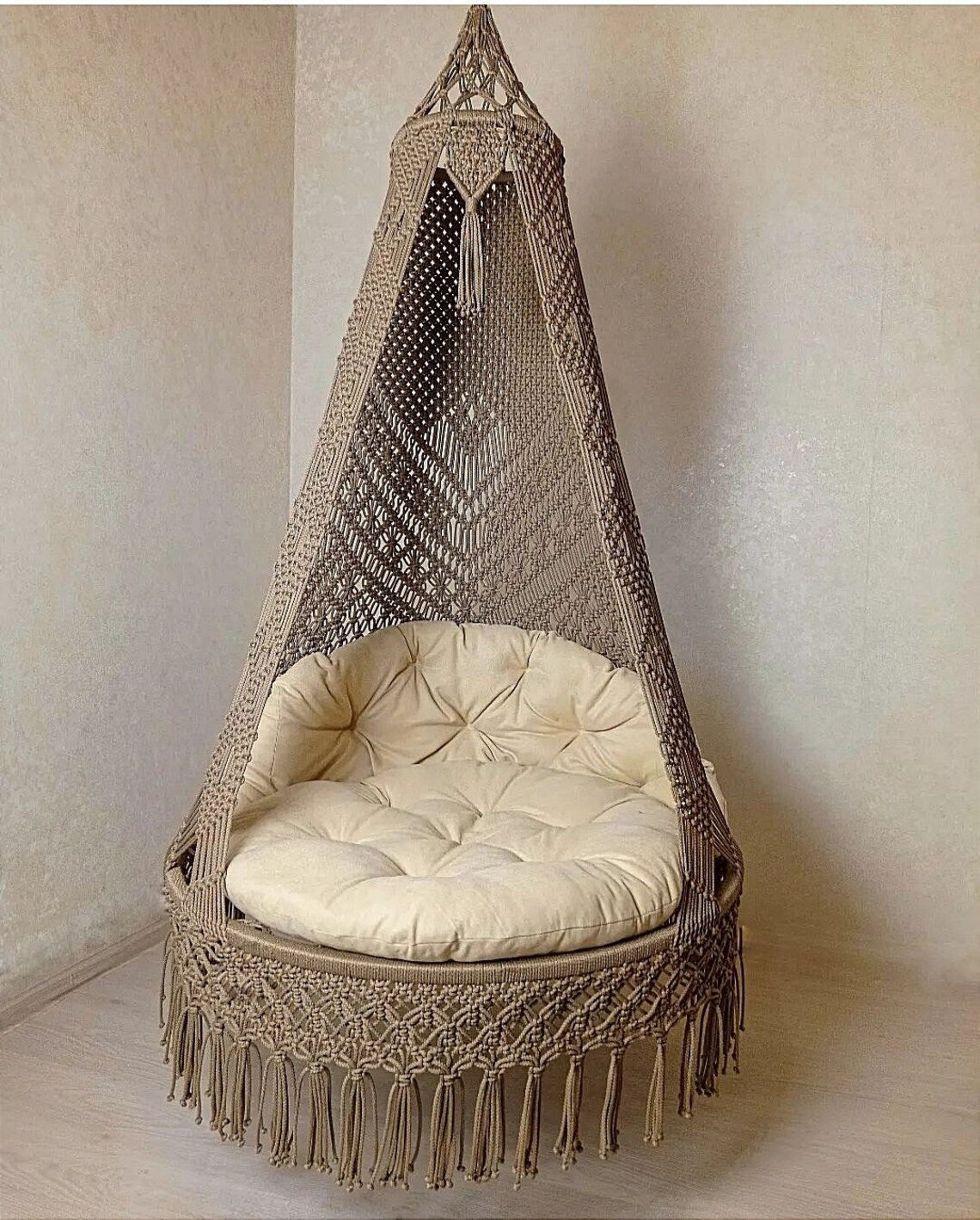 Brown Macrame Swing For Adults 35 inches - Leechoo