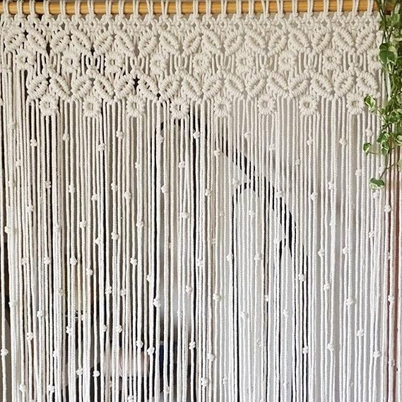 Macrame Window Curtains For Walls 7 feet - Leechoo