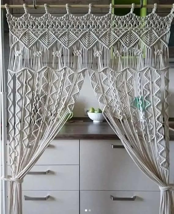 Stylish Macrame Curtains For Windows 7 feet - Leechoo