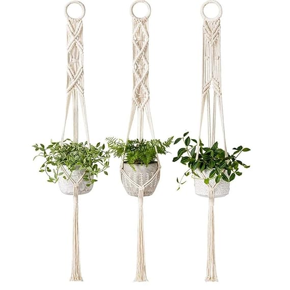 Macrame Hanging Planter Set Of 3 For Terrace - Leechoo