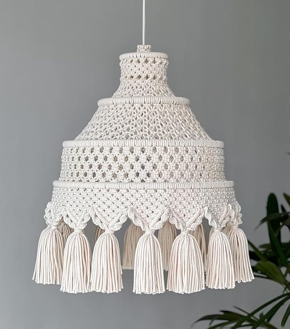 Beautiful Macrame Hanging Lampshade For Home - Leechoo