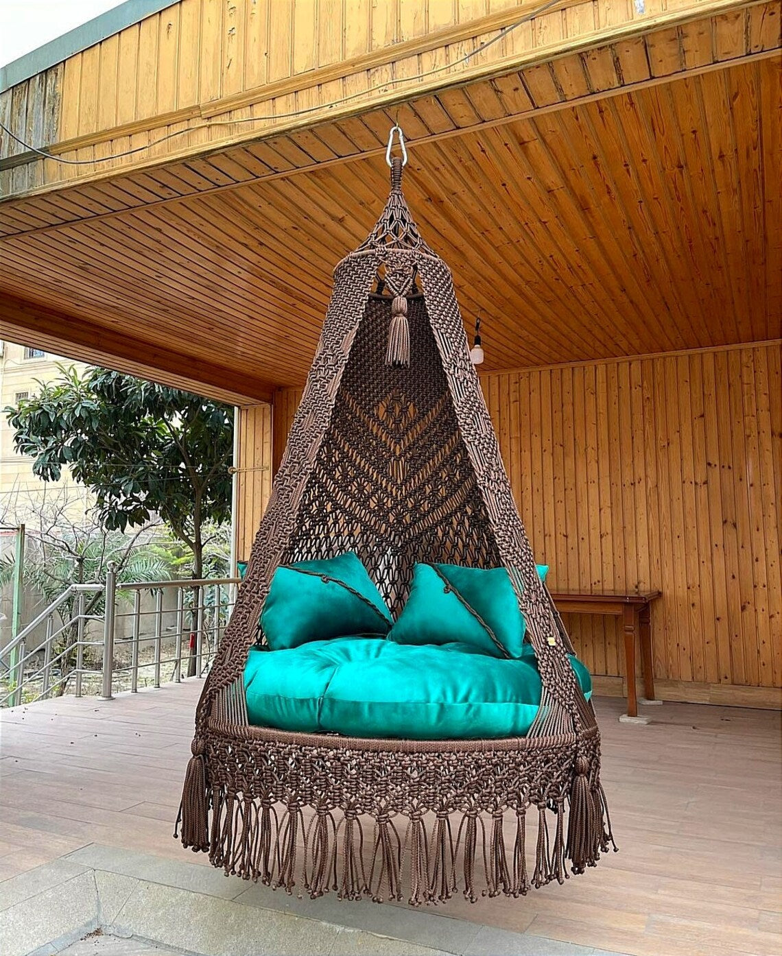 Brown Macrame Swing 40 inches - Leechoo