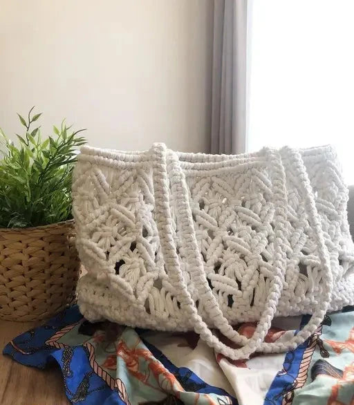 Beautiful Macrame Tote Shoulder Bag 12 inches - Leechoo