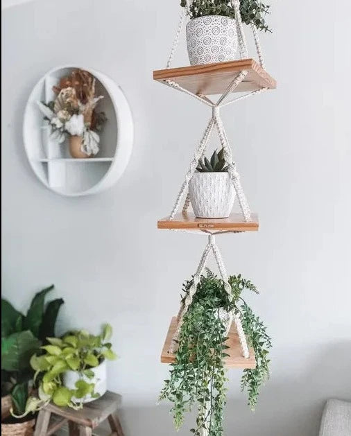 three tier macrame plant hanger 3 Tier Macrame Hanging Planter For Home – Leechoo