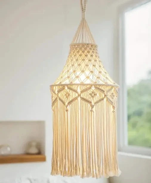 Beautiful Macrame Hanging Lampshade 28 inches - Leechoo