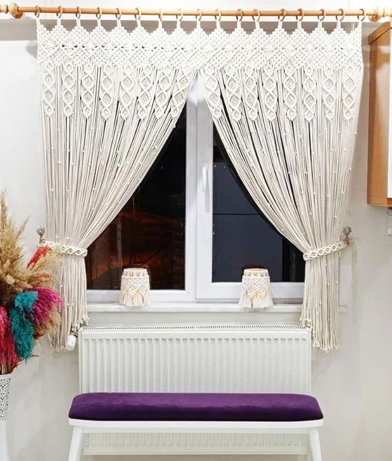 Beautiful Luxury Macrame Curtains For Home 7 feet - Leechoo