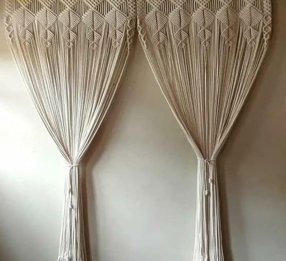 Aesthetic Macrame Curtain Wall Hanging 7 feet - Leechoo
