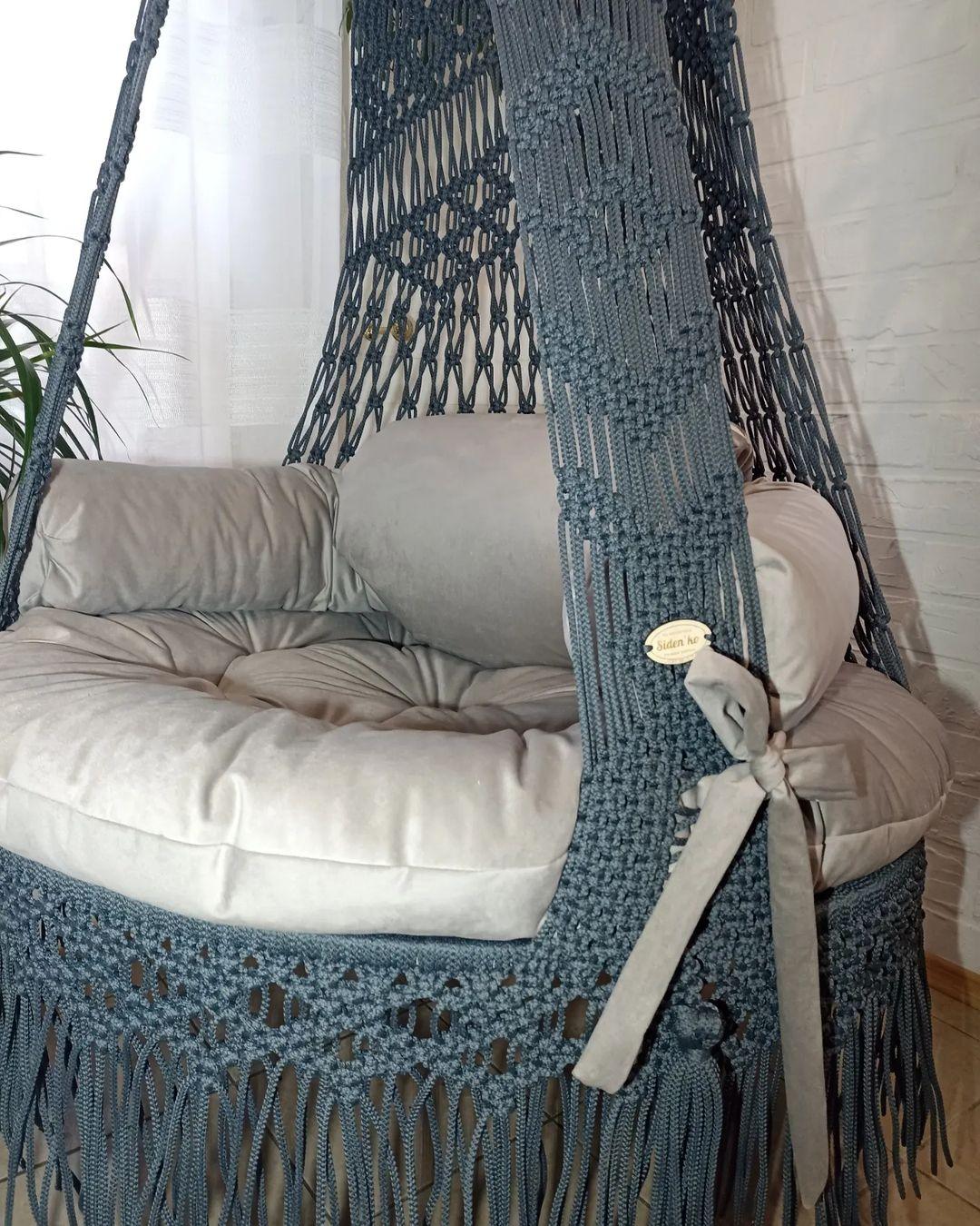 Dark Gray Macrame Swing For Adults - Leechoo