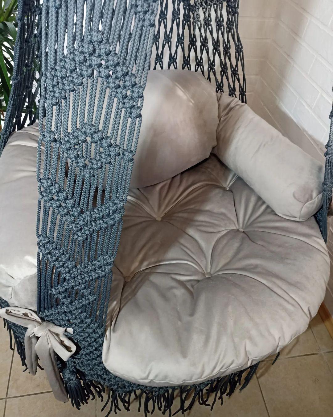 Dark Gray Macrame Swing For Adults - Leechoo