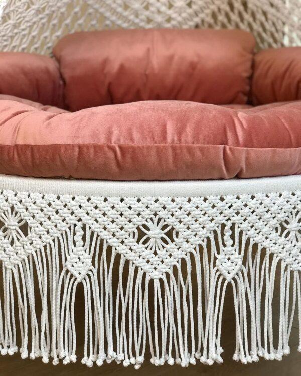 Macrame Swing With Pink Mattress - Leechoo