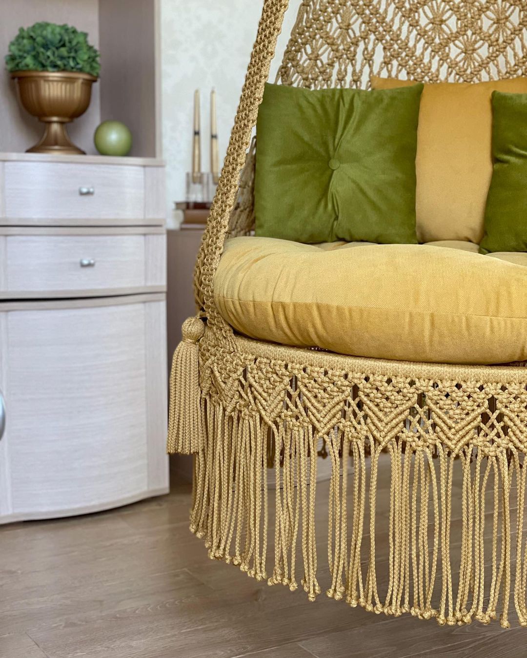 Yellow Macrame Swing For Adults - Leechoo