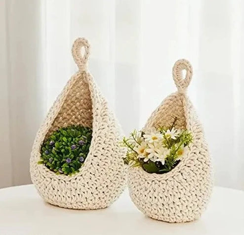 Cute Macrame Hanging Planter For Terrace Set Of 2 - Leechoo