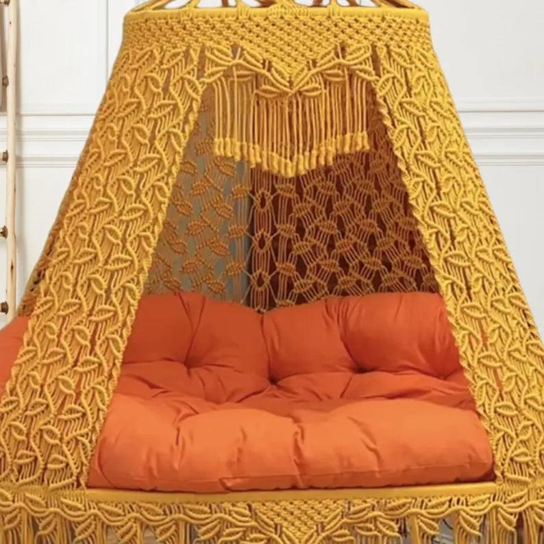 Macrame Sofa Swing With Mattress And Cushions - Leechoo