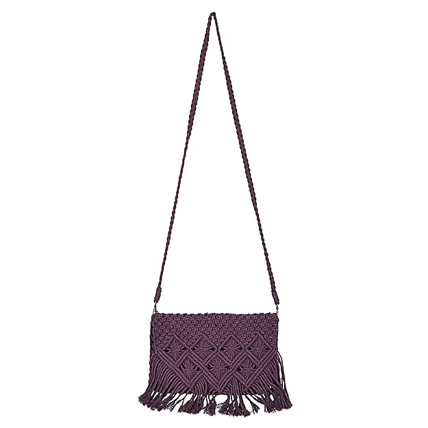 Purple Macrame Sling Bag For Women - Leechoo