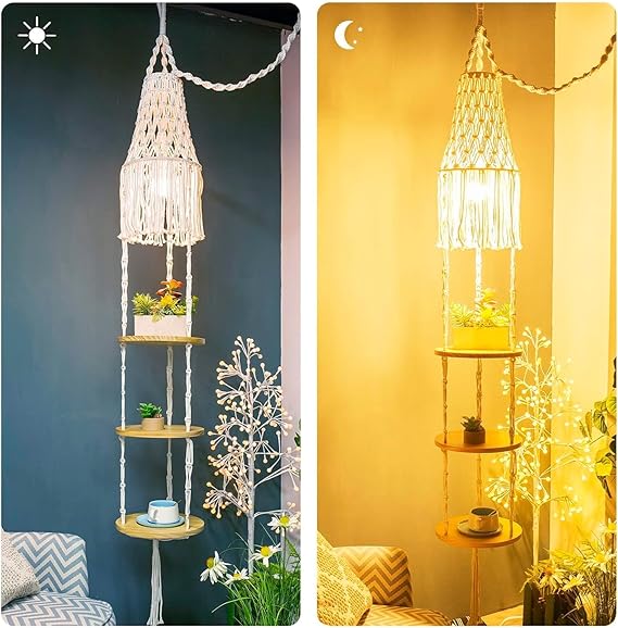 3 Tier Macrame Hanging Lamp For Home