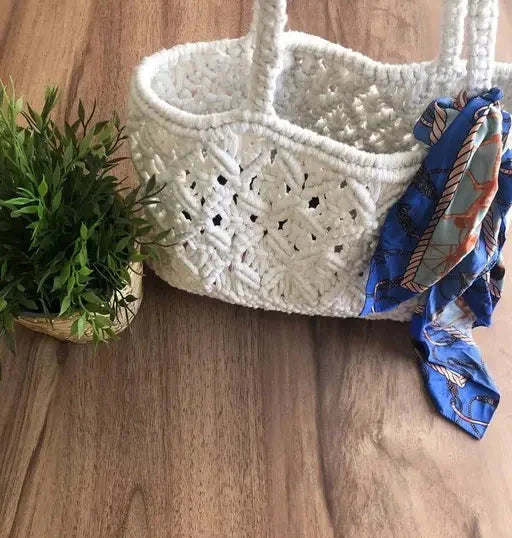 Beautiful Macrame Tote Shoulder Bag 12 inches - Leechoo