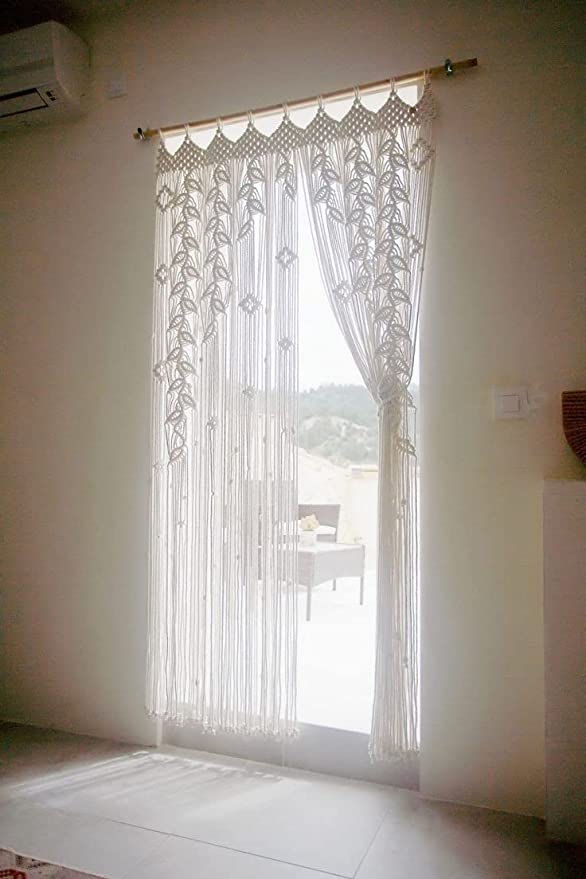 Designer Macrame Window Curtain 80 inches - Leechoo