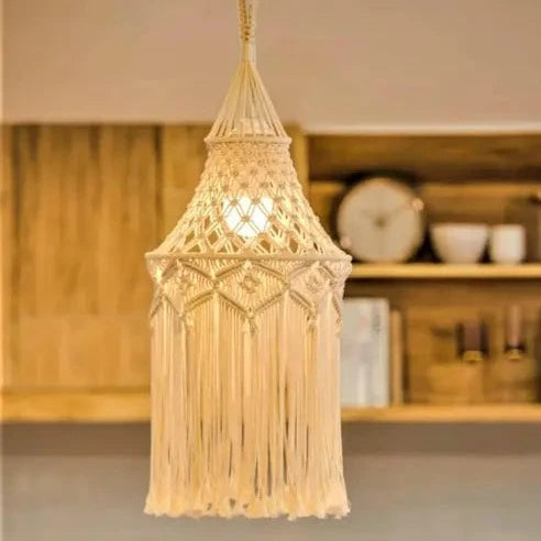 Beautiful Macrame Hanging Lampshade 28 inches - Leechoo