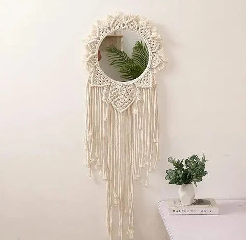 Macrame Wall Hanging Dream Catcher Mirror - Leechoo