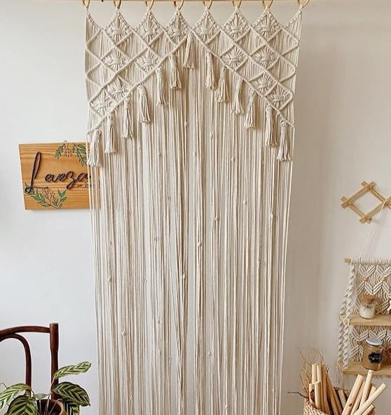 Beautiful Macrame Curtain Wall Hanging 7 feet - Leechoo