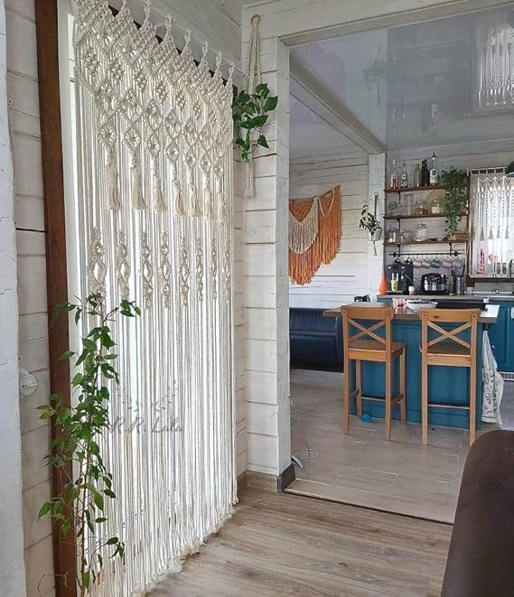Macrame Window Curtain 7 feet For Home - Leechoo