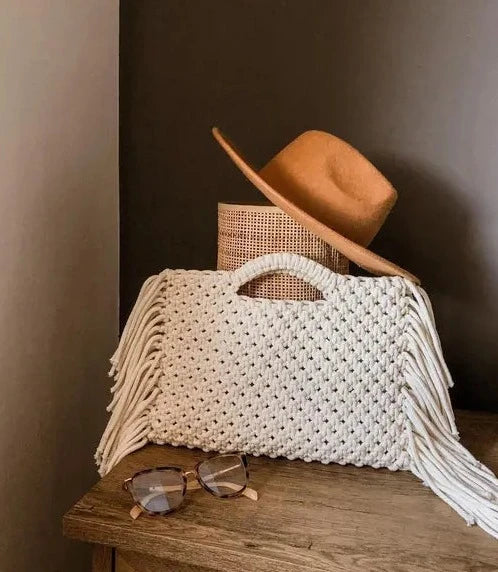 Macrame Handbag With Tassels For Women - Leechoo
