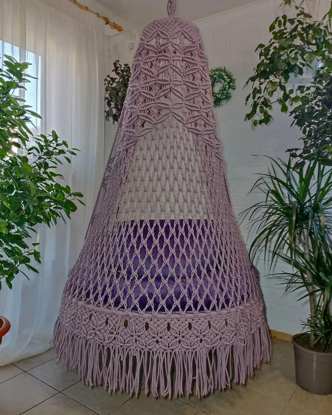 Purple Macrame Swing for Adults - Leechoo