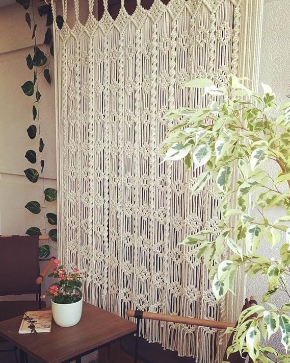 Boho Macrame Curtains For Windows 7 feet - Leechoo
