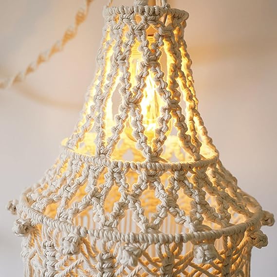 Macrame Hanging Lampshade For Home 30 inches - Leechoo