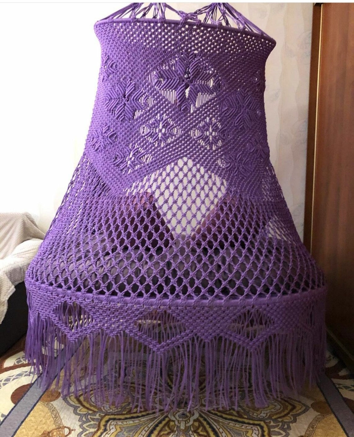 Purple Macrame Sofa Swing - Leechoo