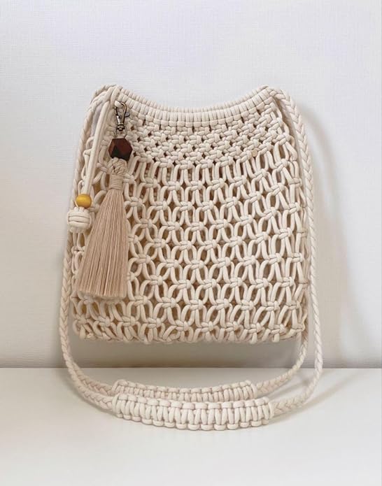White Macrame Hand Bag For Women - Leechoo