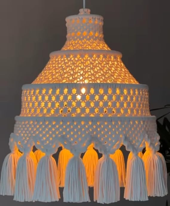 Beautiful Macrame Hanging Lampshade For Home - Leechoo