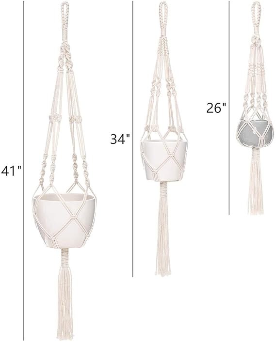 Macrame Hanging Planter Set Of 3 - Leechoo