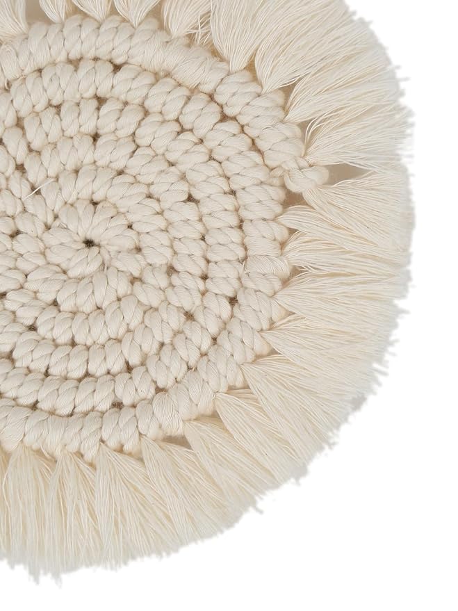 Macrame Coasters Set Of 4 White - Leechoo