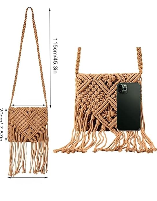 Beautiful Brown Crochet Slingbag For Women - Leechoo
