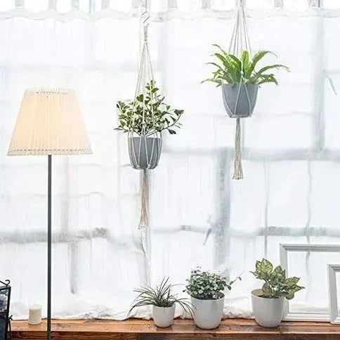 Macrame Hanging Planter For Terrace Set Of 4 - Leechoo