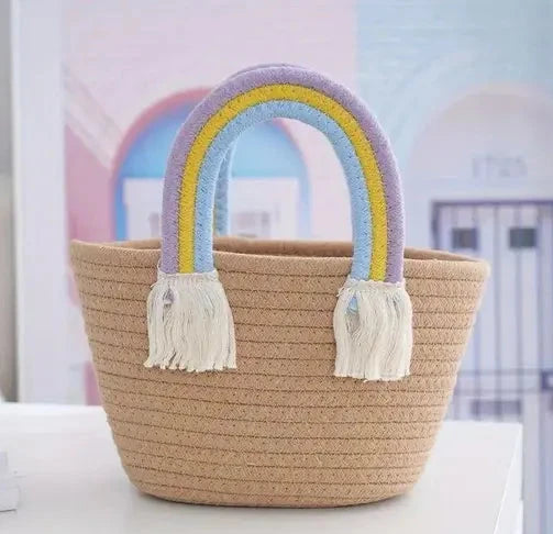 Handmade Rainbow Jute Handbag For Women - Leechoo